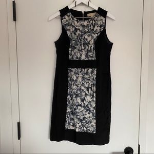 Michael Kors Black Floral Color Block Dress - 8